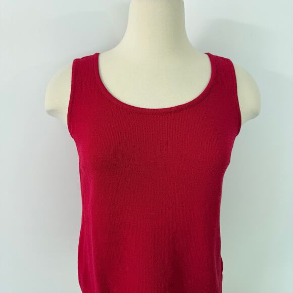 St. John Knit Tank Top Wool Sleeveless Sweater Red | Size: P (XS/S) - Picture 2 of 9